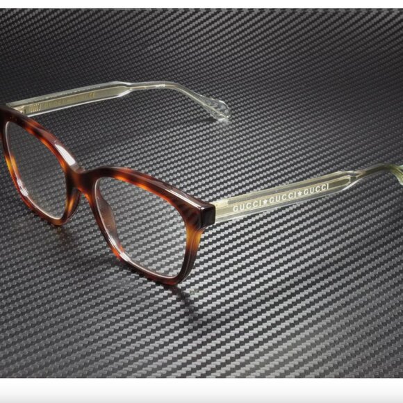 GUCCI Square Havana White Crystal Demo Lens 52 mm Women's Eyeglasses - Picture 1 of 5